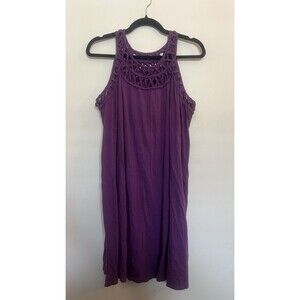 Roaman's Purple Cotton Lounge Top Crochet Accent Plus Size 22/24